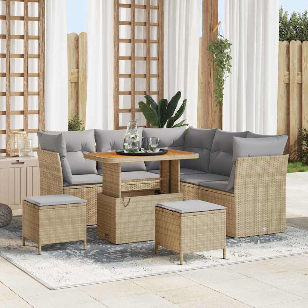 Tuinbankenset 8 pcs Beige poly rattan is nu te koop bij PeponiXL, paradijselijk wonen!
