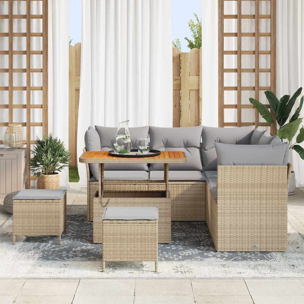 Tuinbankenset 8 pcs Beige poly rattan is nu te koop bij PeponiXL, paradijselijk wonen!