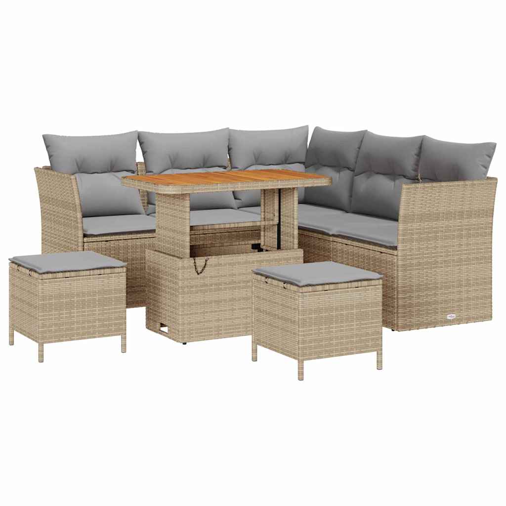 Tuinbankenset 8 pcs Beige poly rattan is nu te koop bij PeponiXL, paradijselijk wonen!