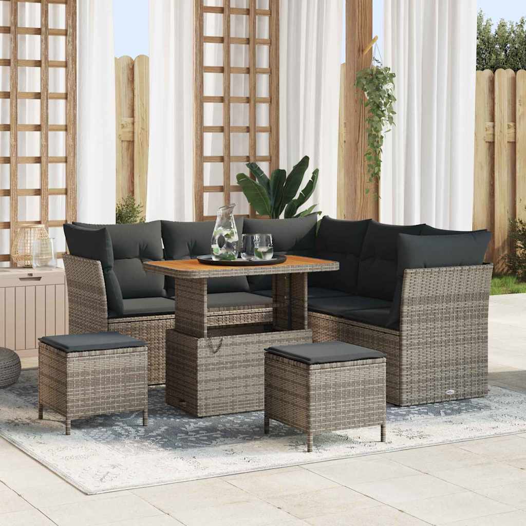 Tuinbankenset 8 pcs Grijs poly rattan is nu te koop bij PeponiXL, paradijselijk wonen!