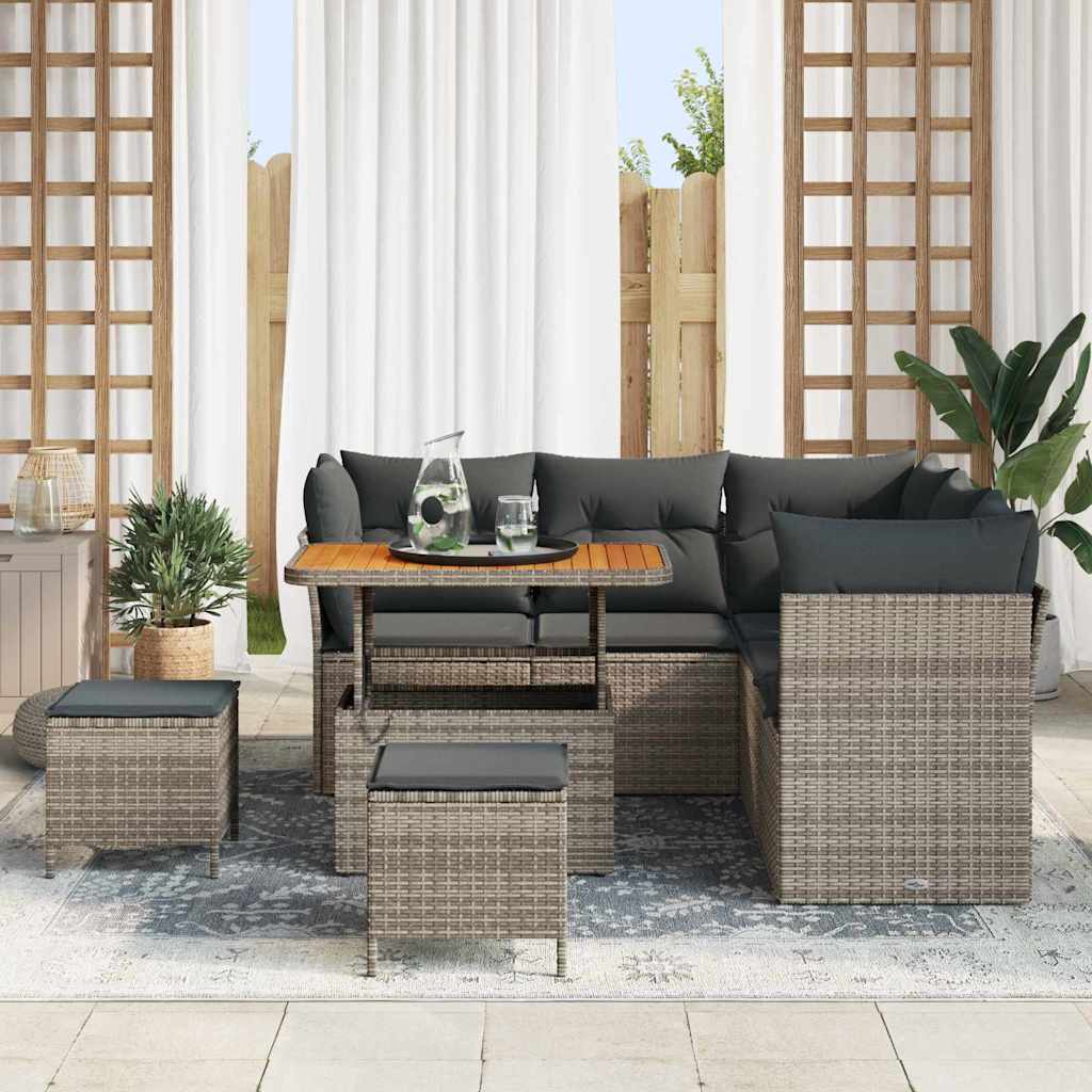 Tuinbankenset 8 pcs Grijs poly rattan is nu te koop bij PeponiXL, paradijselijk wonen!