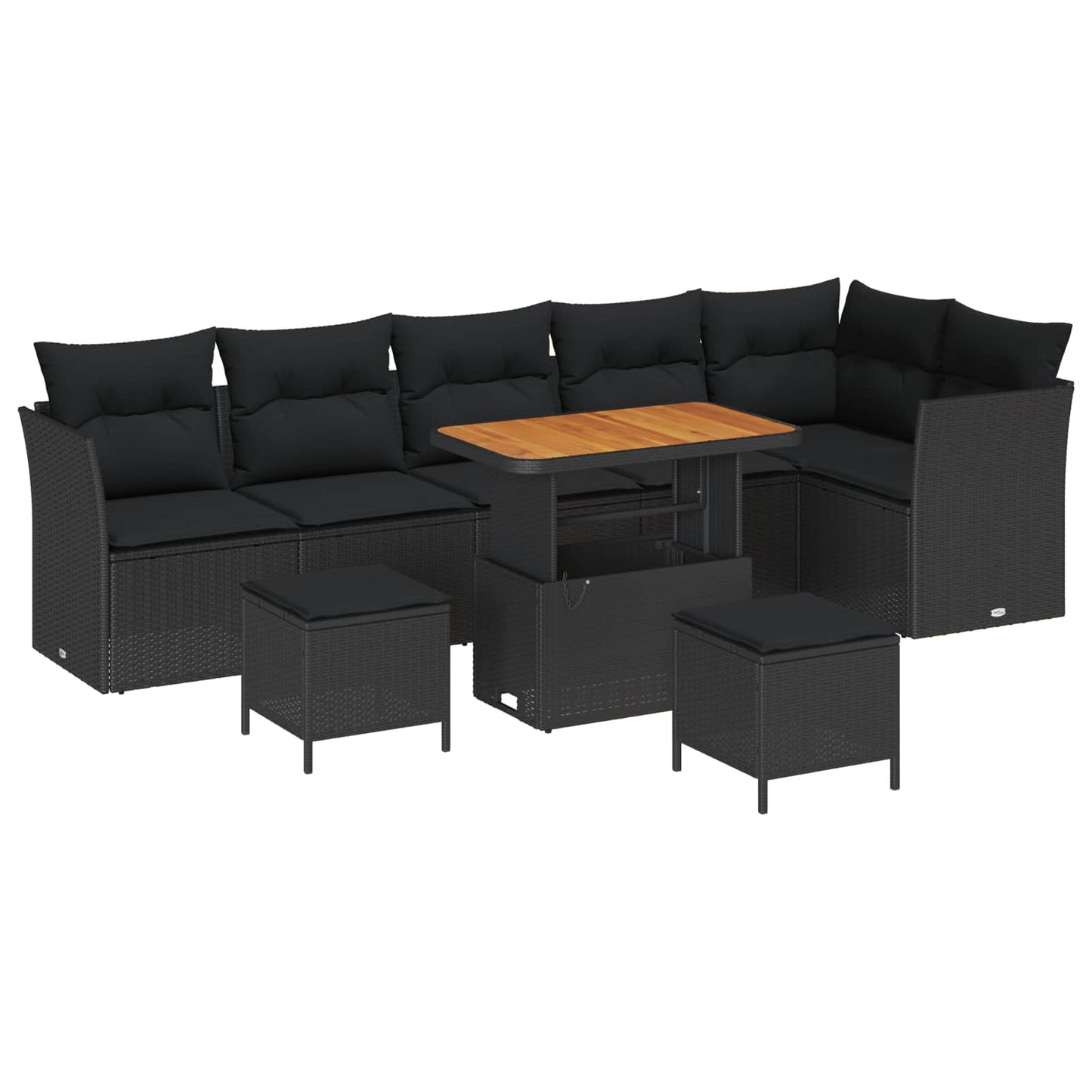 Tuinbankenset 9 pcs Zwart poly rattan is nu te koop bij PeponiXL, paradijselijk wonen!