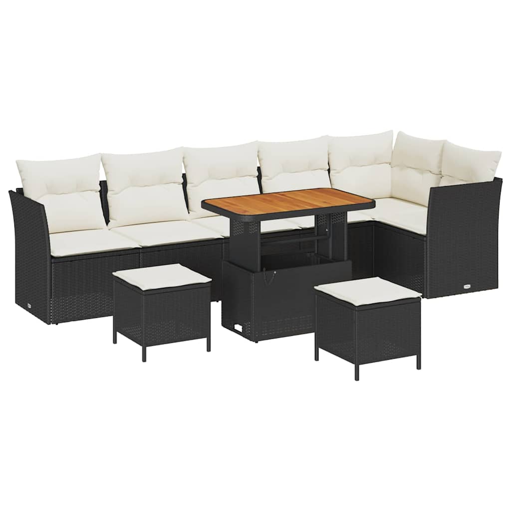 Tuinbankenset 9 pcs Zwart poly rattan is nu te koop bij PeponiXL, paradijselijk wonen!