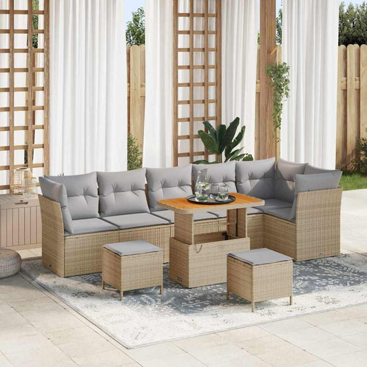 Tuinbankenset 8 pcs Beige poly rattan is nu te koop bij PeponiXL, paradijselijk wonen!