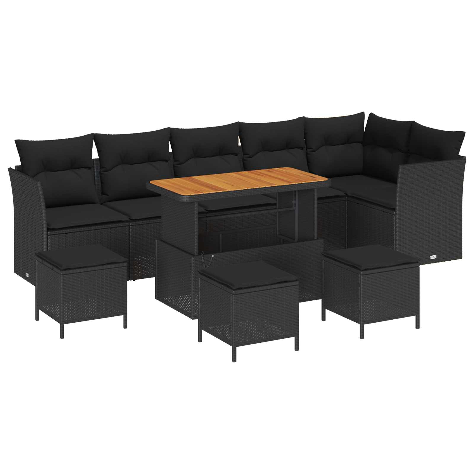 Tuinbankenset 10 pcs Zwart poly rattan is nu te koop bij PeponiXL, paradijselijk wonen!