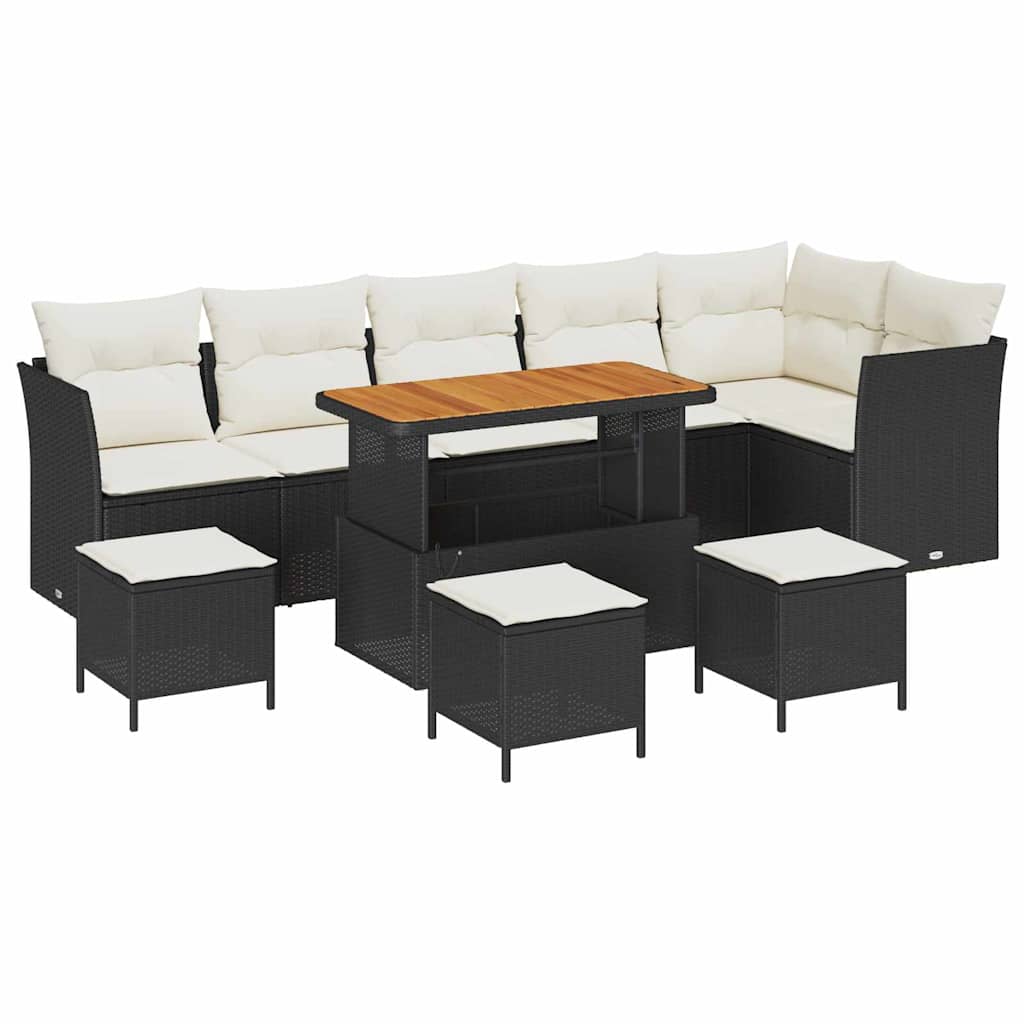 Tuinbankenset 10 pcs Zwart poly rattan is nu te koop bij PeponiXL, paradijselijk wonen!
