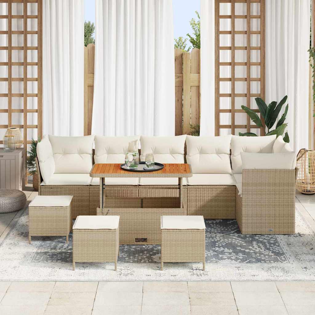 Tuinbankenset 10 pcs Beige poly rattan is nu te koop bij PeponiXL, paradijselijk wonen!