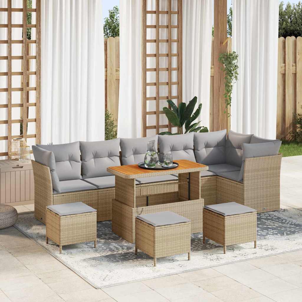 Tuinbankenset 10 pcs Beige poly rattan is nu te koop bij PeponiXL, paradijselijk wonen!