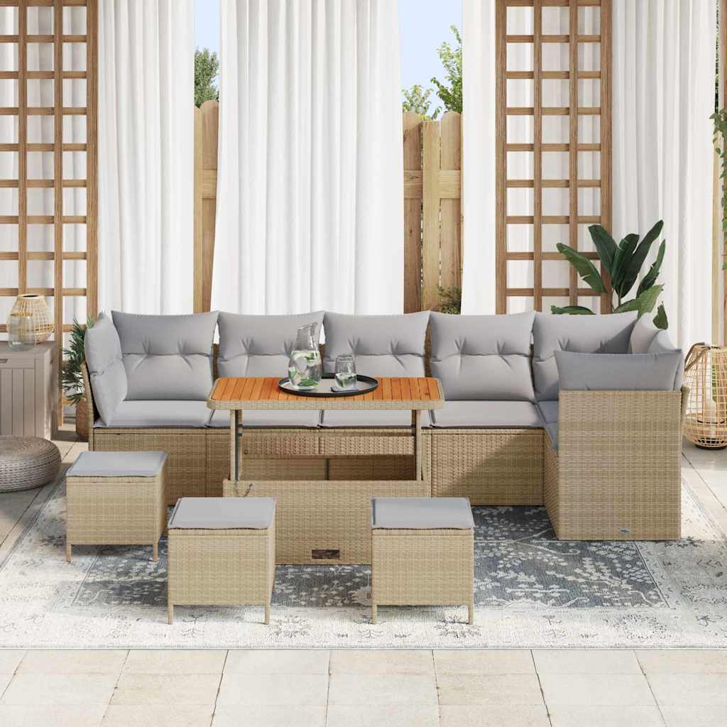 Tuinbankenset 10 pcs Beige poly rattan is nu te koop bij PeponiXL, paradijselijk wonen!