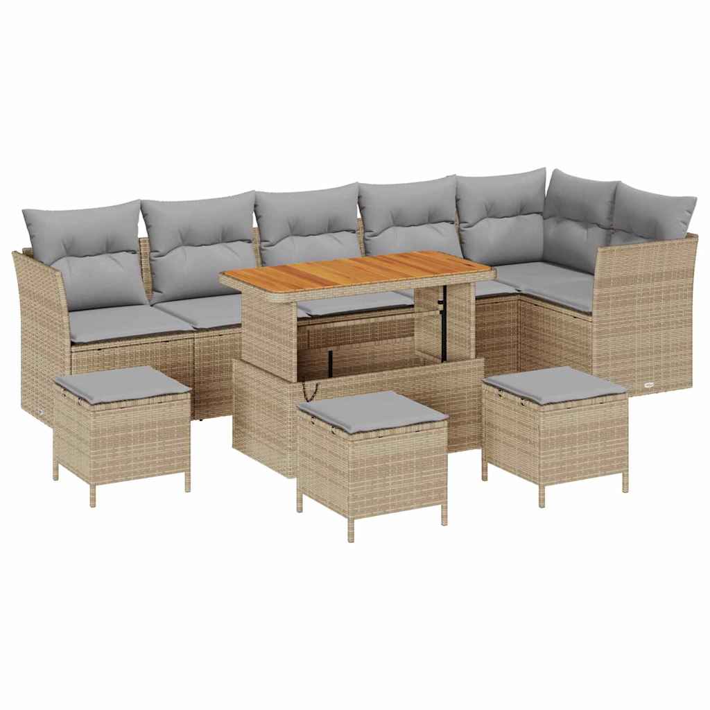 Tuinbankenset 10 pcs Beige poly rattan is nu te koop bij PeponiXL, paradijselijk wonen!
