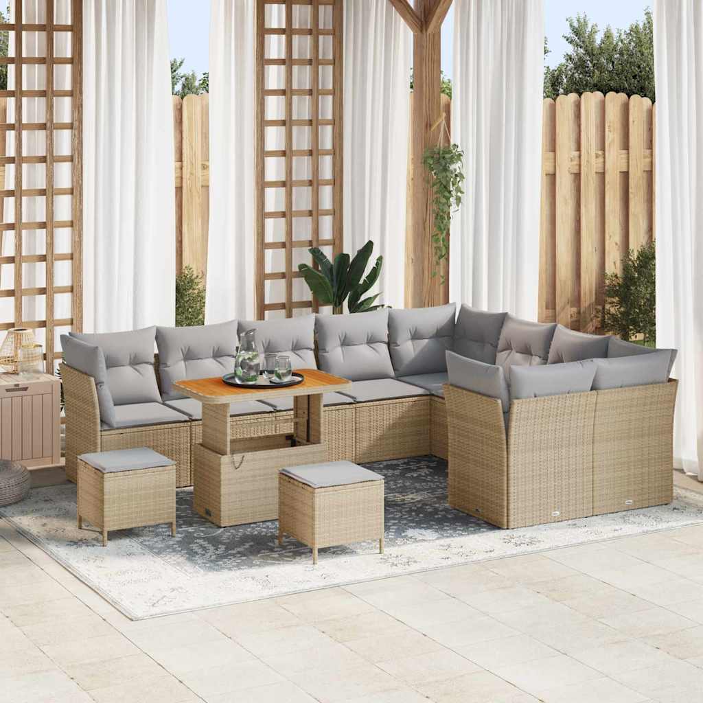 Tuinbankenset 12 pcs Beige poly rattan is nu te koop bij PeponiXL, paradijselijk wonen!