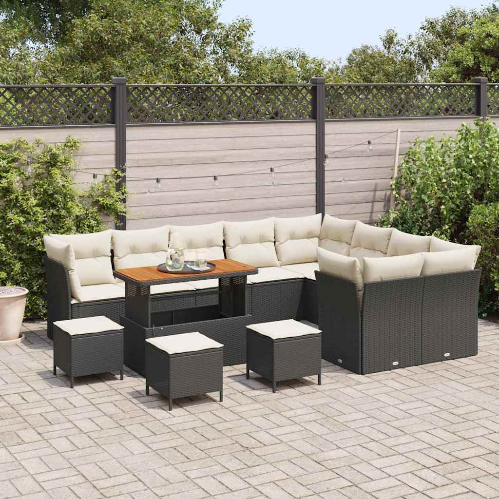 Tuinbankenset 13 pcs Zwart poly rattan is nu te koop bij PeponiXL, paradijselijk wonen!