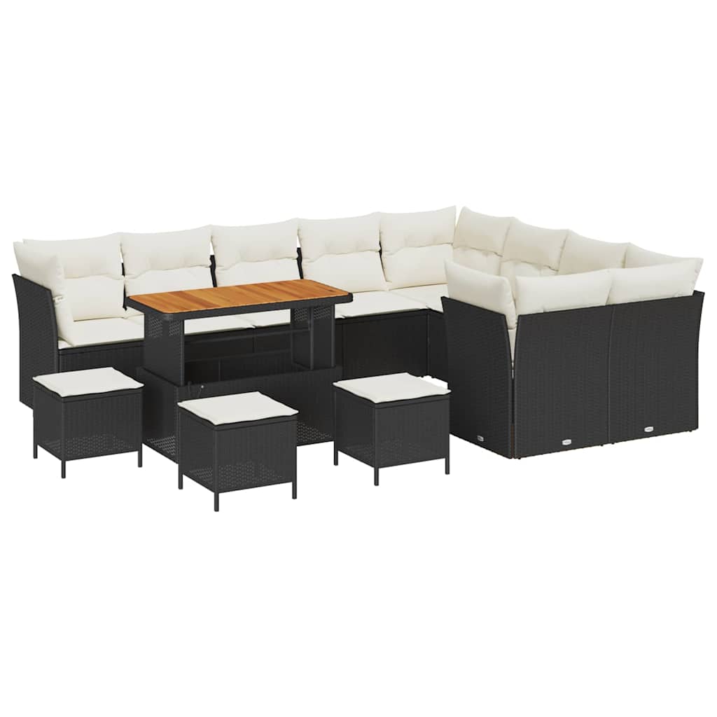 Tuinbankenset 13 pcs Zwart poly rattan is nu te koop bij PeponiXL, paradijselijk wonen!