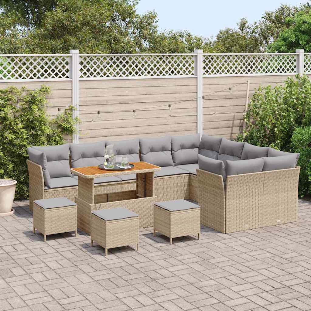 Tuinbankenset 13 pcs Beige poly rattan is nu te koop bij PeponiXL, paradijselijk wonen!