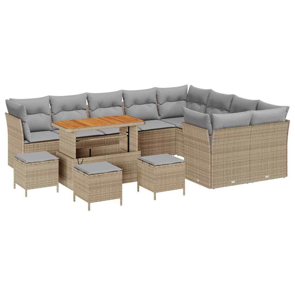 Tuinbankenset 13 pcs Beige poly rattan is nu te koop bij PeponiXL, paradijselijk wonen!
