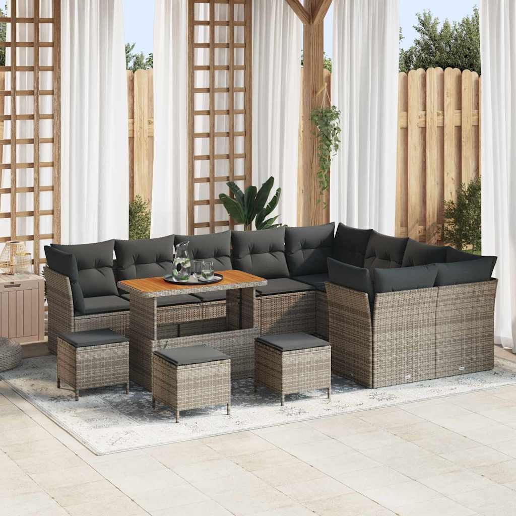 Tuinbankenset 13 pcs Grijs poly rattan is nu te koop bij PeponiXL, paradijselijk wonen!