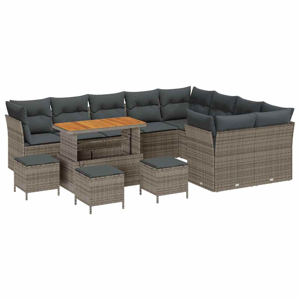 Tuinbankenset 13 pcs Grijs poly rattan is nu te koop bij PeponiXL, paradijselijk wonen!