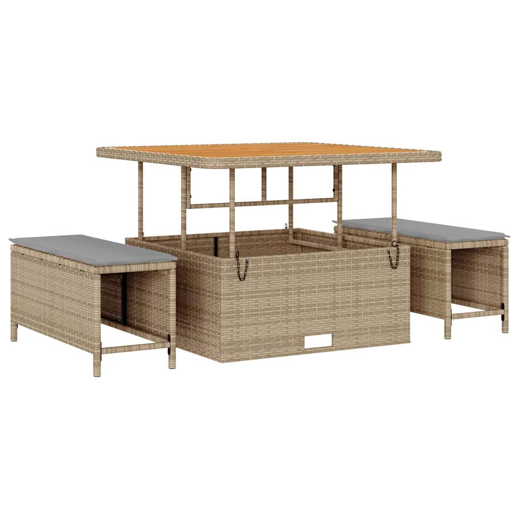 Tuinbankenset 13 pcs Beige poly rattan is nu te koop bij PeponiXL, paradijselijk wonen!