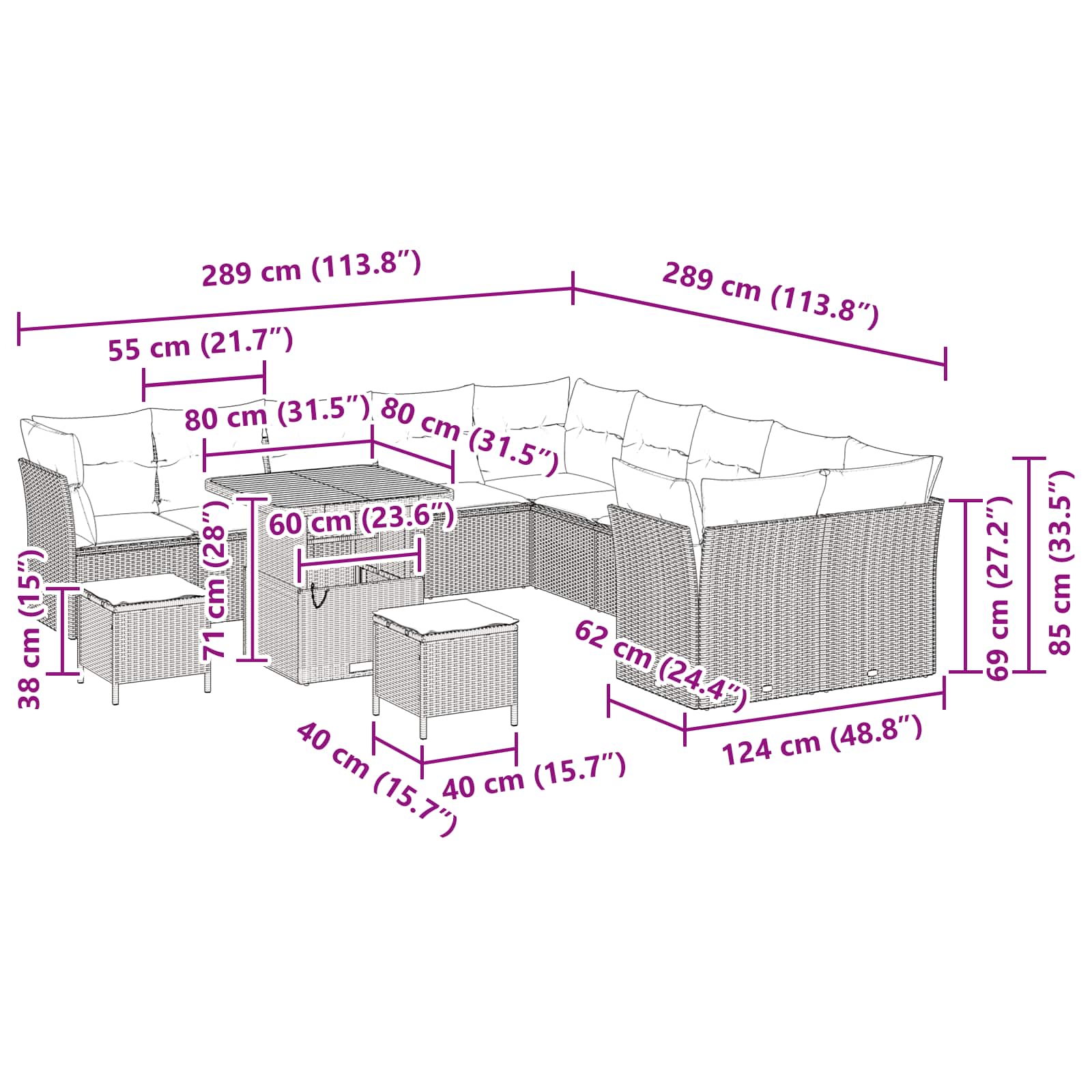 Tuinbankenset 13 pcs Zwart poly rattan is nu te koop bij PeponiXL, paradijselijk wonen!