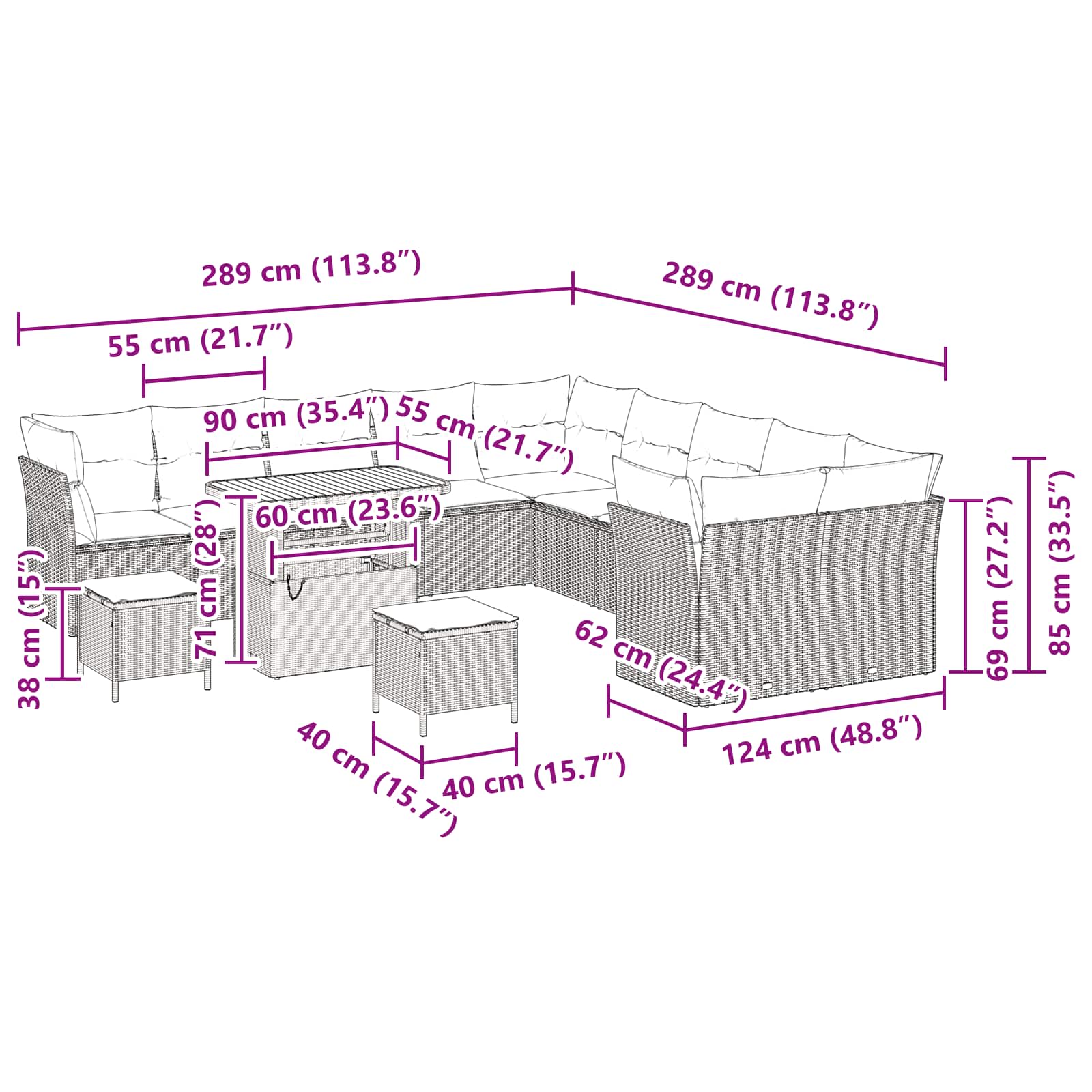 Tuinbankenset 13 pcs Zwart poly rattan is nu te koop bij PeponiXL, paradijselijk wonen!