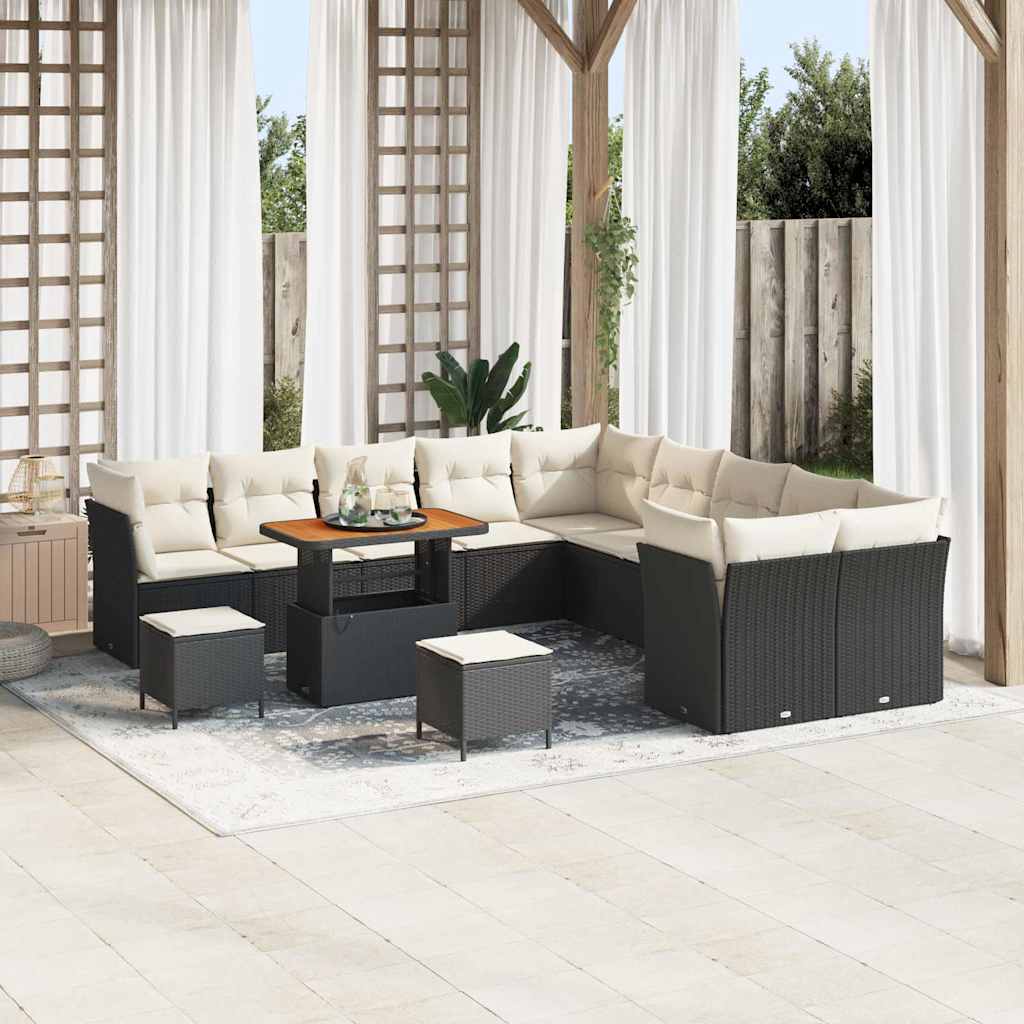Tuinbankenset 13 pcs Zwart poly rattan is nu te koop bij PeponiXL, paradijselijk wonen!