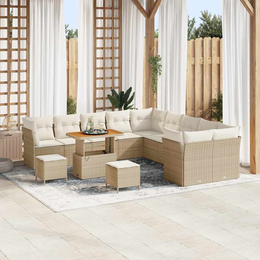 Tuinbankenset 13 pcs Beige poly rattan is nu te koop bij PeponiXL, paradijselijk wonen!