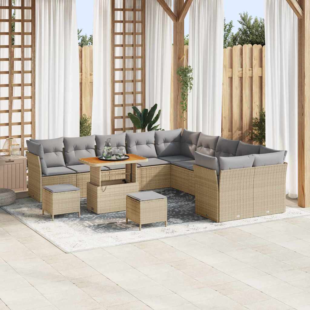 Tuinbankenset 13 pcs Beige poly rattan is nu te koop bij PeponiXL, paradijselijk wonen!