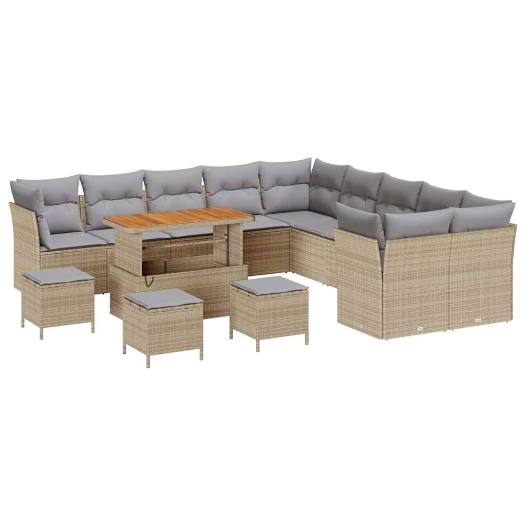 Tuinbankenset 14 pcs Beige poly rattan is nu te koop bij PeponiXL, paradijselijk wonen!