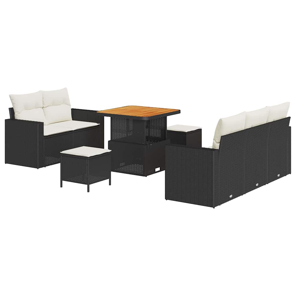 Tuin Sofa Set met kussen 8 pcs Zwart poly rattan is nu te koop bij PeponiXL, paradijselijk wonen!