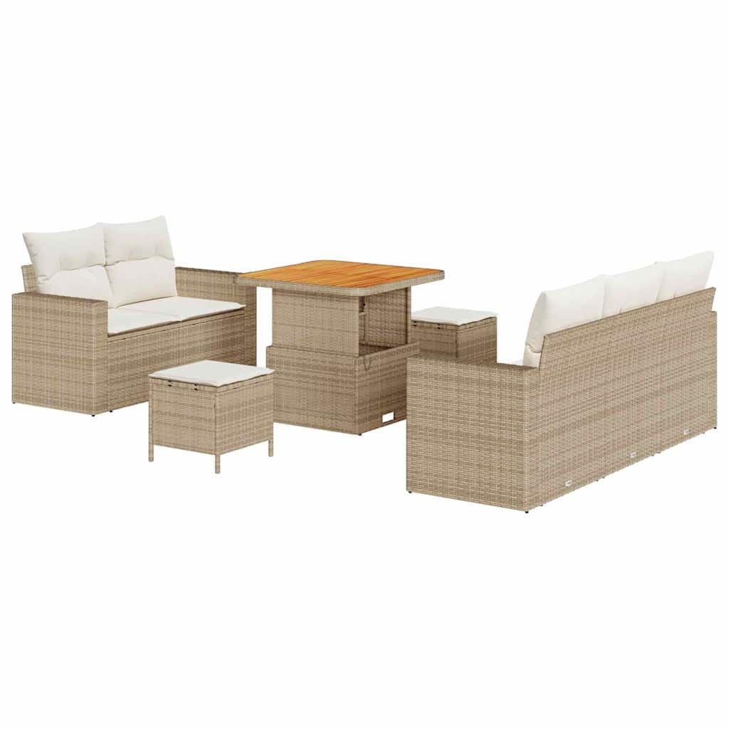 Tuin Sofa Set met kussen 8 pcs Beige poly rattan is nu te koop bij PeponiXL, paradijselijk wonen!