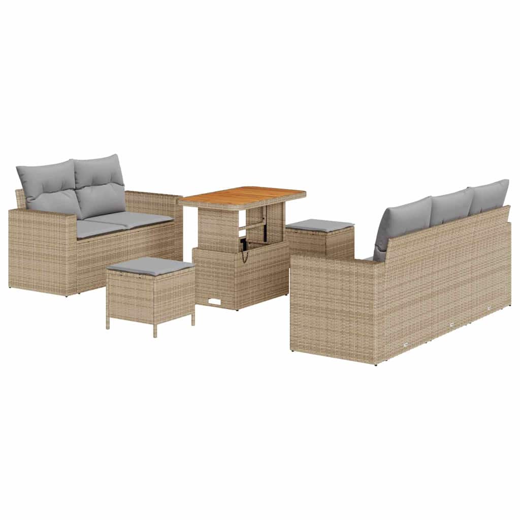 Tuin Sofa Set met kussen 8 pcs Beige poly rattan is nu te koop bij PeponiXL, paradijselijk wonen!