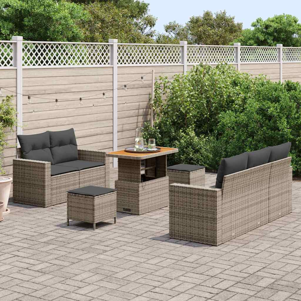 Tuin Sofa Set met kussen 8 pcs Grijs poly rattan is nu te koop bij PeponiXL, paradijselijk wonen!