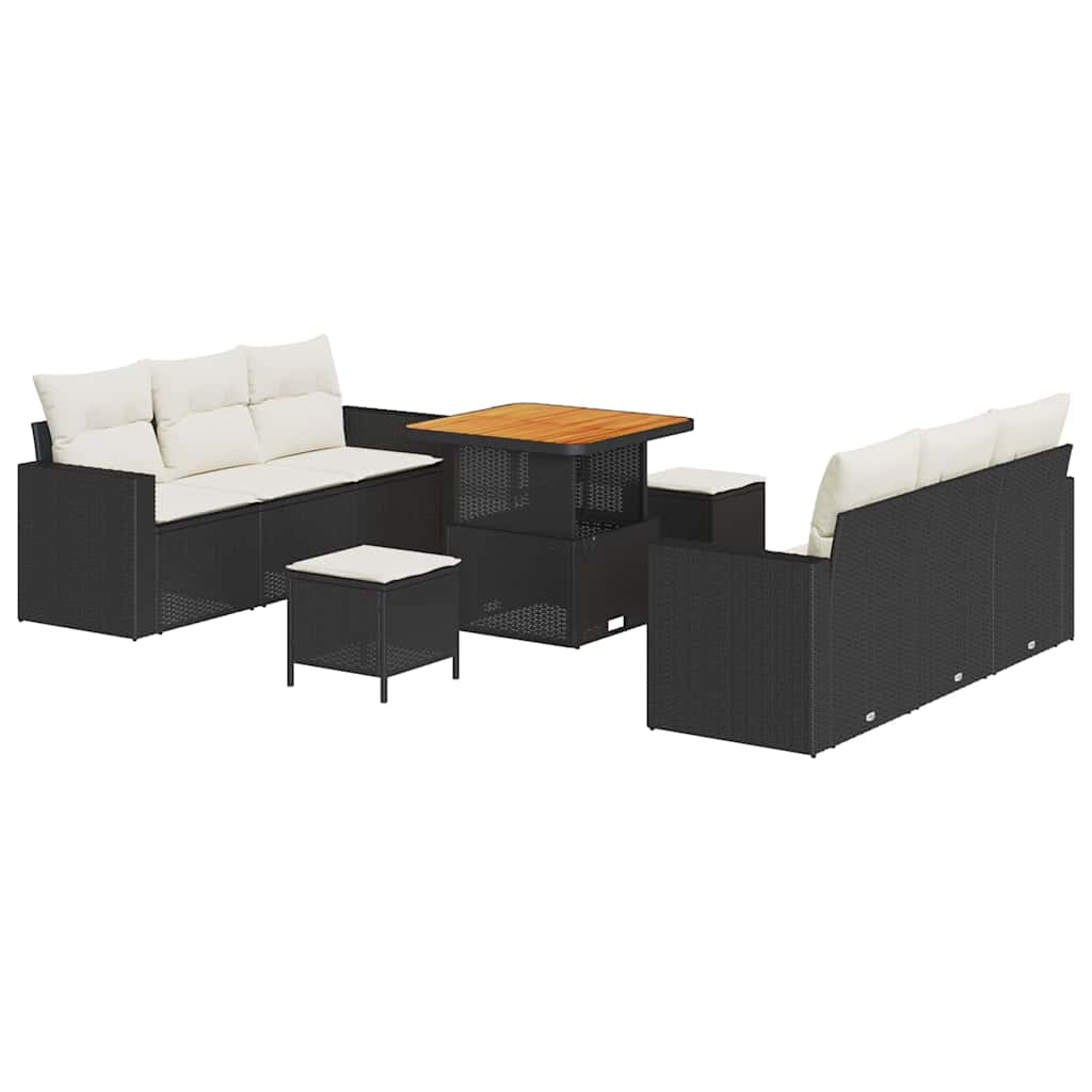 Tuin Sofa Set 9 pcs Zwart poly rattan is nu te koop bij PeponiXL, paradijselijk wonen!