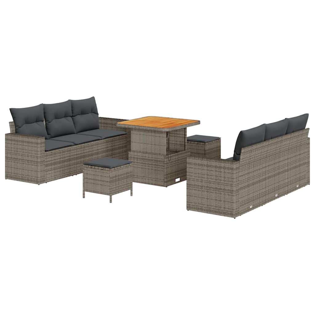 Tuin Sofa Set 9 pcs Grijs poly rattan is nu te koop bij PeponiXL, paradijselijk wonen!
