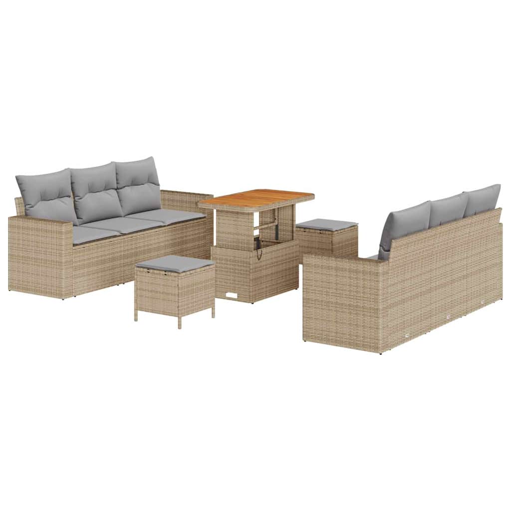 Tuin Sofa Set 9 pcs Beige poly rattan is nu te koop bij PeponiXL, paradijselijk wonen!