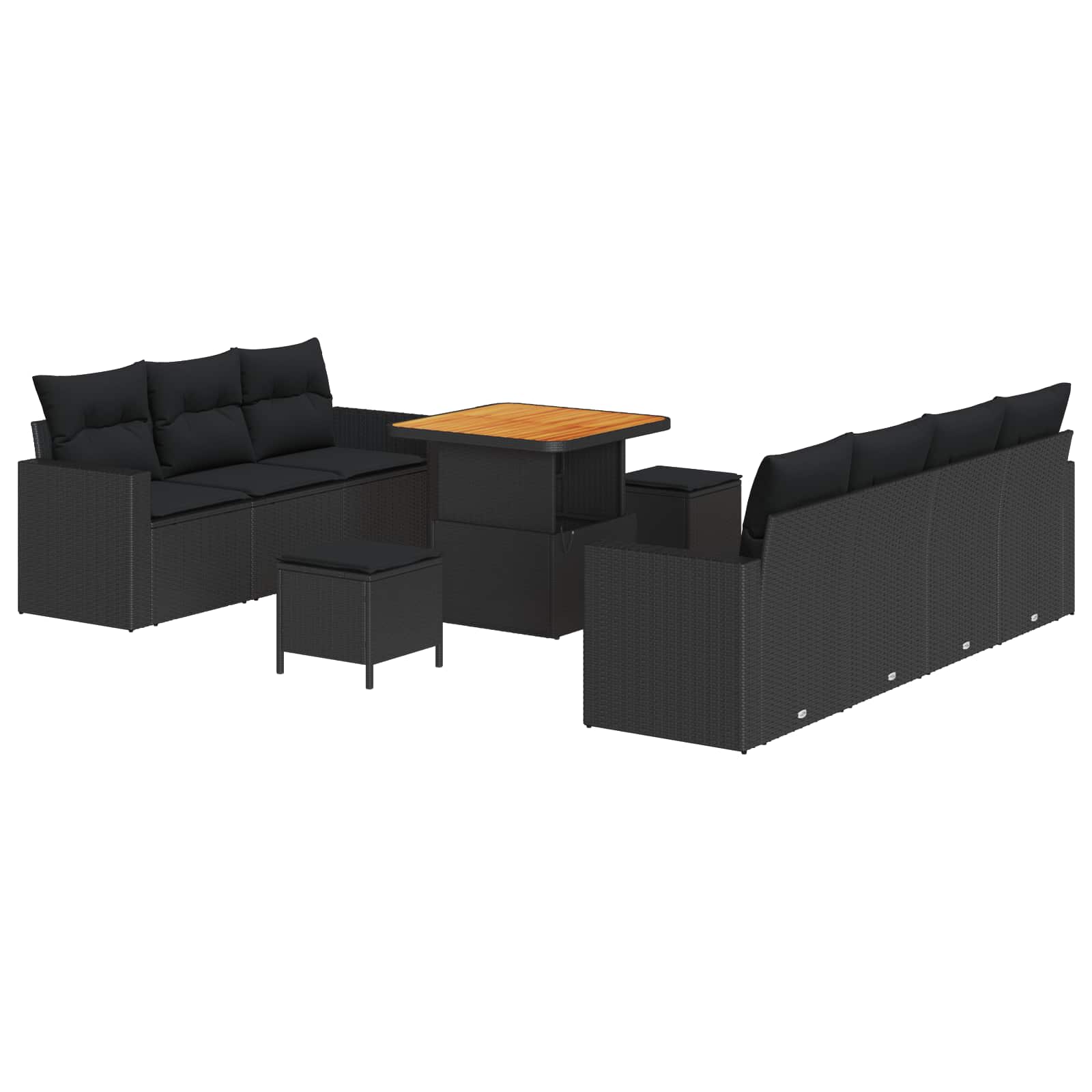Tuin Sofa Set 10 pcs Zwart poly rattan is nu te koop bij PeponiXL, paradijselijk wonen!