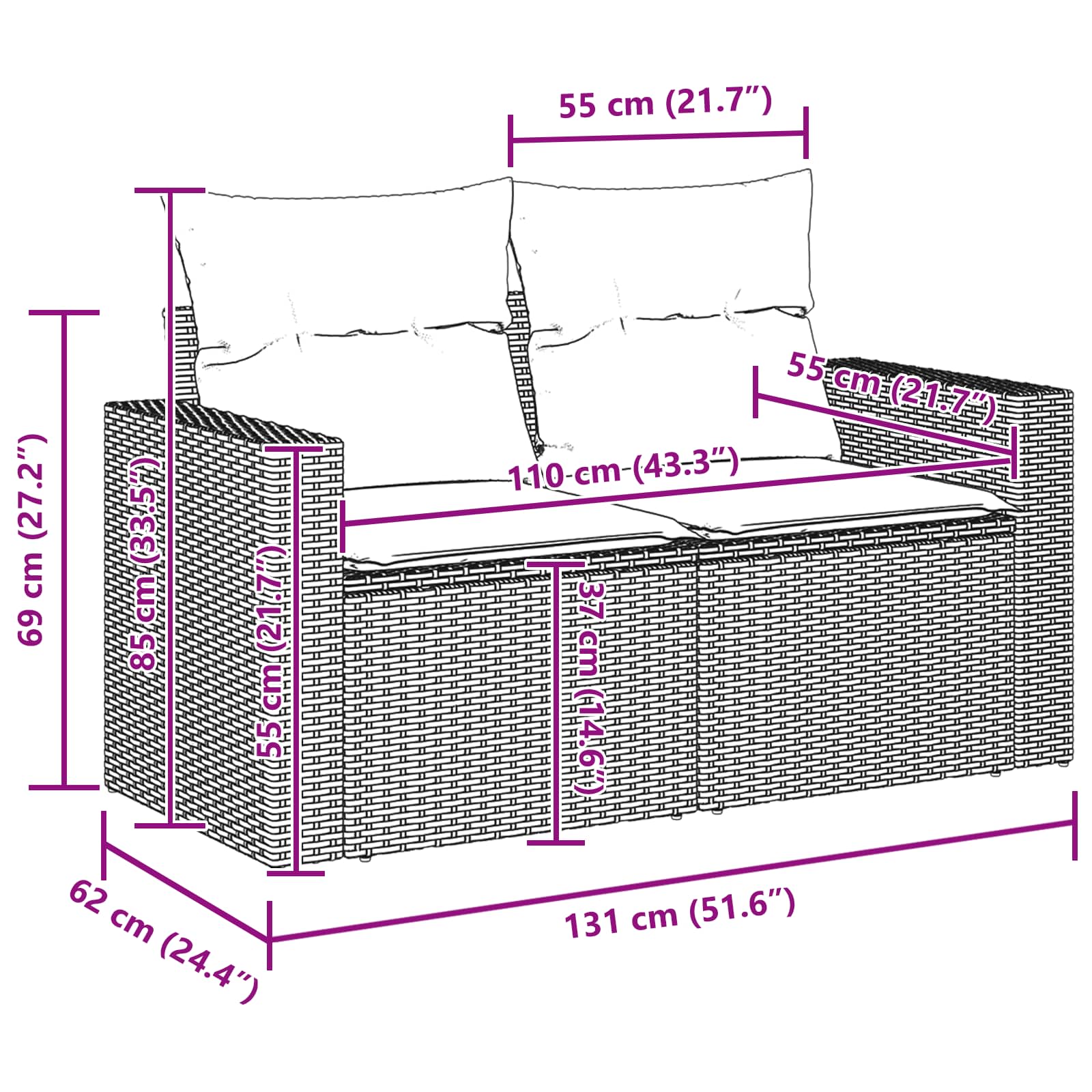 Tuin Sofa Set 10 pcs Zwart poly rattan is nu te koop bij PeponiXL, paradijselijk wonen!
