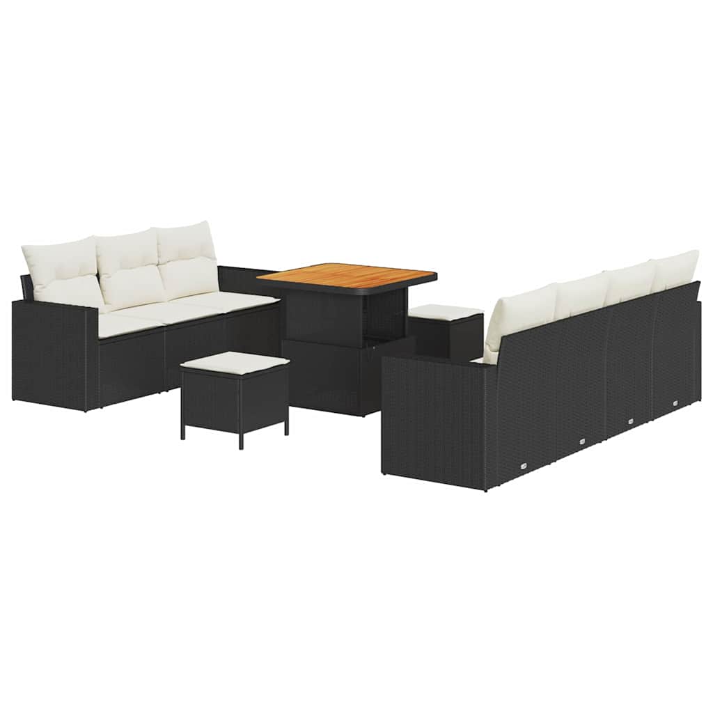 Tuin Sofa Set met kussen 10 pcs Zwart poly rattan is nu te koop bij PeponiXL, paradijselijk wonen!