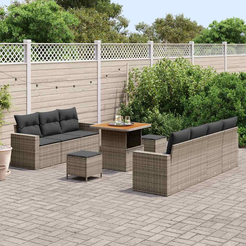 Tuin Sofa Set 10 pcs Grijs poly rattan is nu te koop bij PeponiXL, paradijselijk wonen!