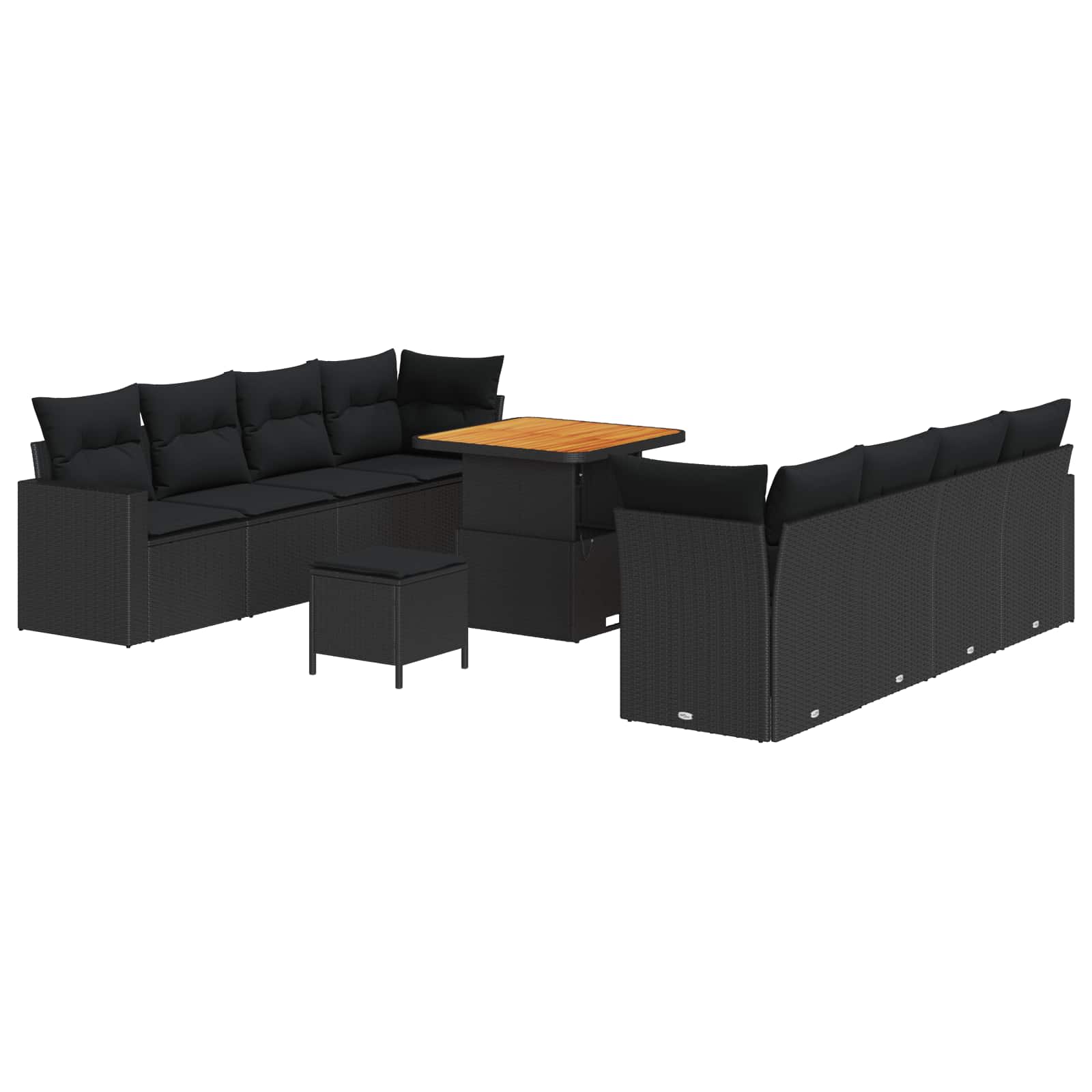 Tuinbankenset 11 pcs Zwart poly rattan is nu te koop bij PeponiXL, paradijselijk wonen!