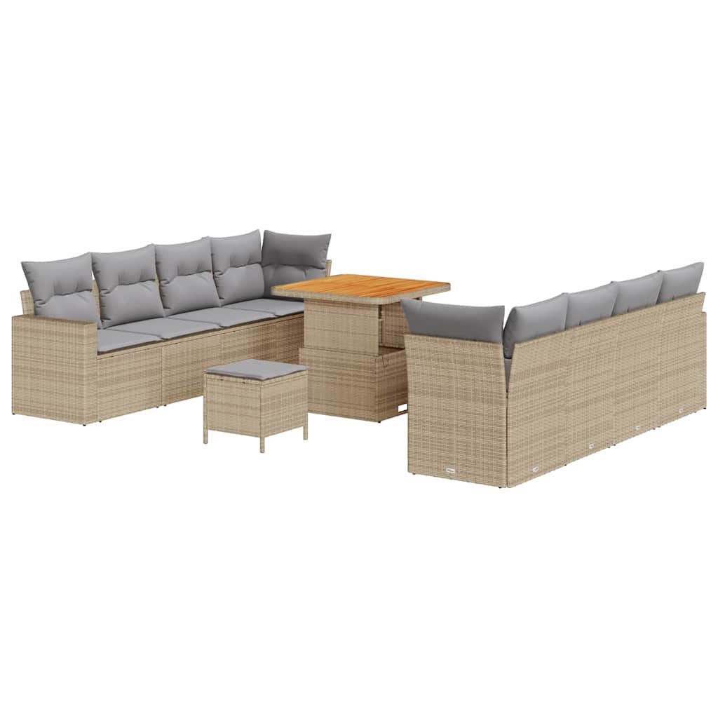 Tuinbankenset 11 pcs Beige poly rattan