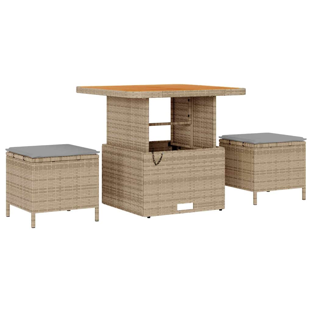 Tuinbankenset 11 pcs Beige poly rattan