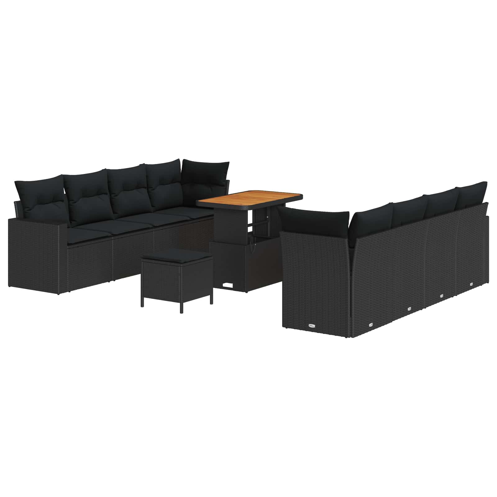 Tuinbankenset 11 pcs Zwart poly rattan is nu te koop bij PeponiXL, paradijselijk wonen!