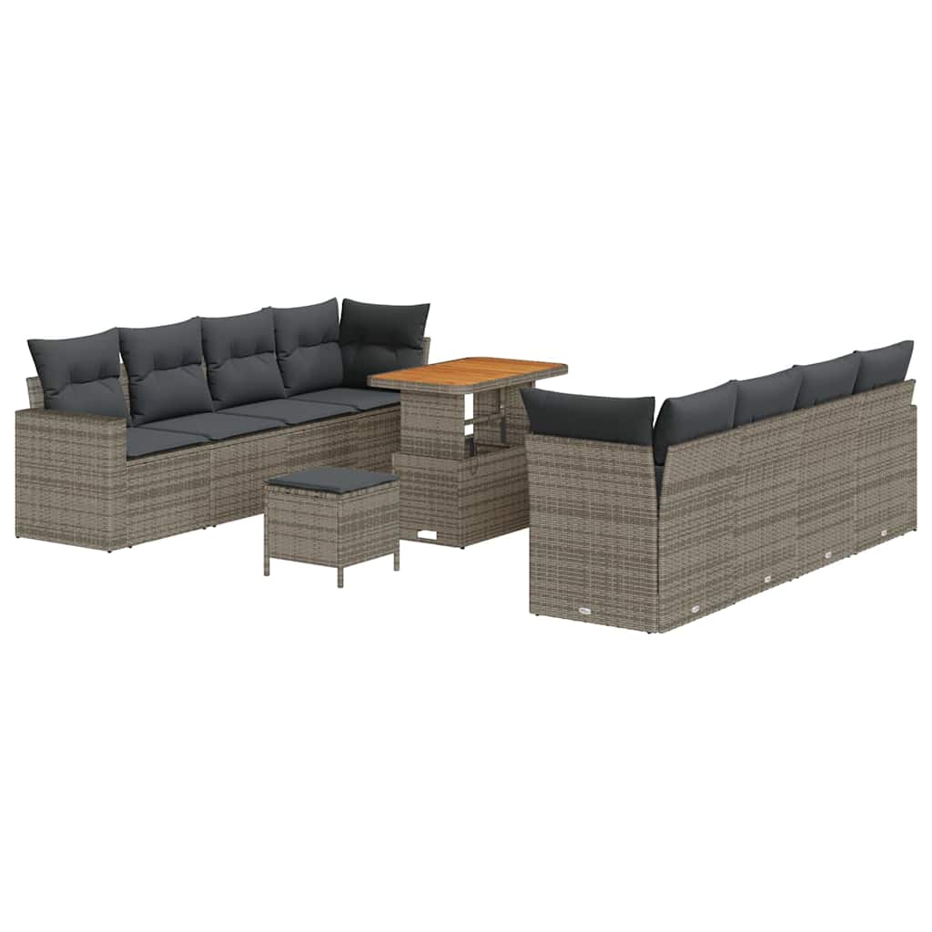 Tuinbankenset 11 pcs Grijs poly rattan is nu te koop bij PeponiXL, paradijselijk wonen!
