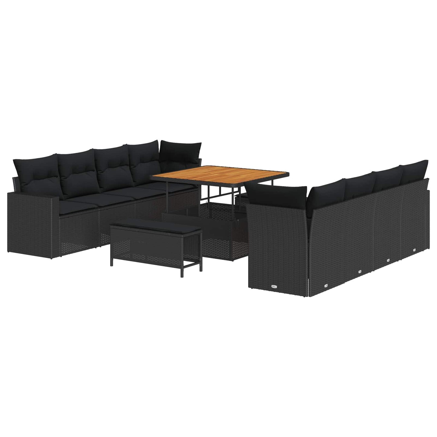 Tuinbankenset 11 pcs Zwart poly rattan is nu te koop bij PeponiXL, paradijselijk wonen!