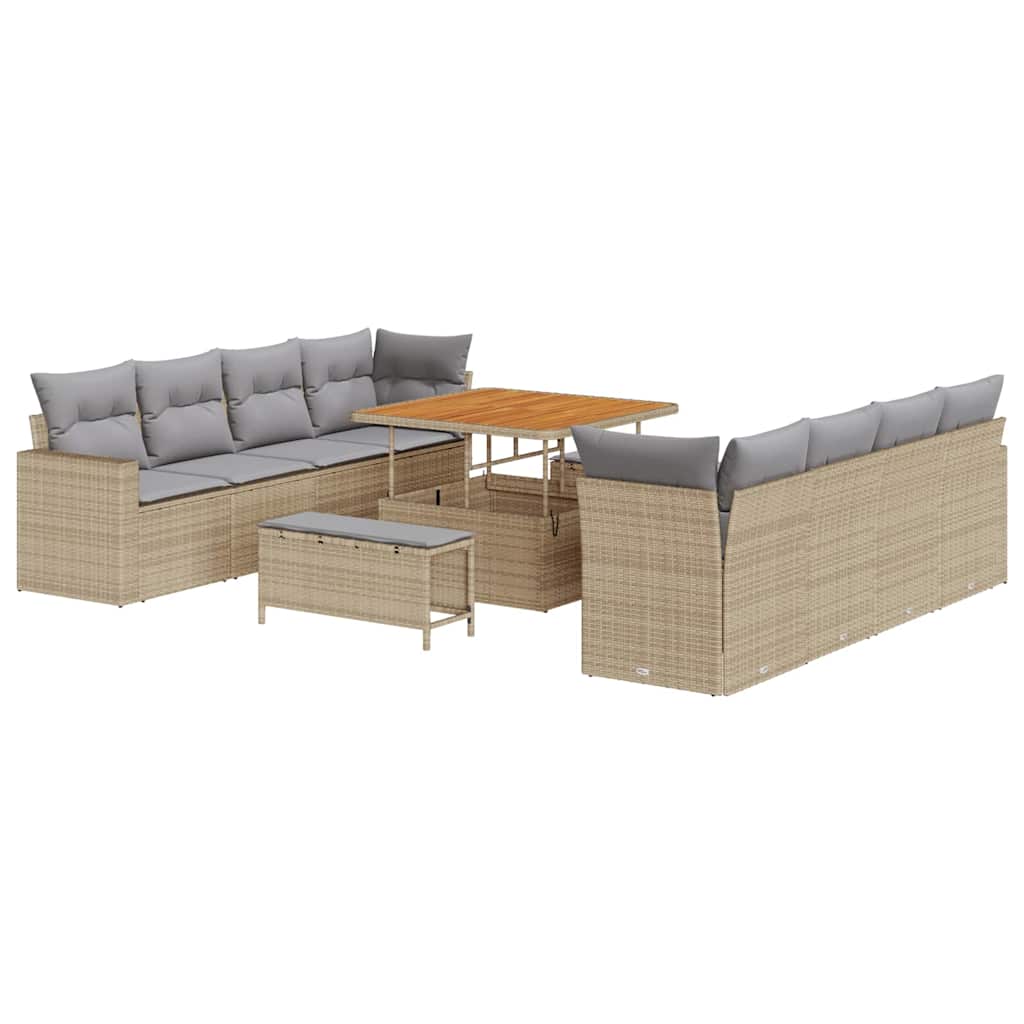 Tuinbankenset 11 pcs Beige poly rattan is nu te koop bij PeponiXL, paradijselijk wonen!