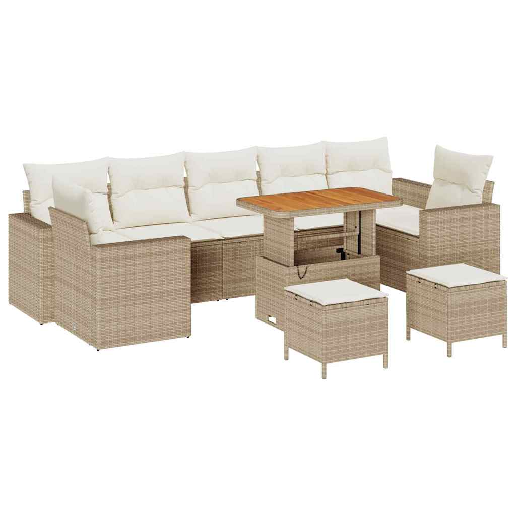 Tuinbankenset 10 pcs Beige poly rattan is nu te koop bij PeponiXL, paradijselijk wonen!