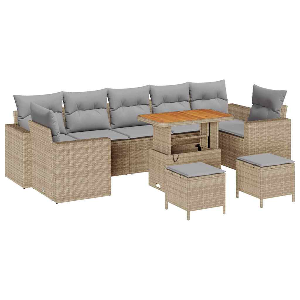 Tuinbankenset 10 pcs Beige poly rattan is nu te koop bij PeponiXL, paradijselijk wonen!