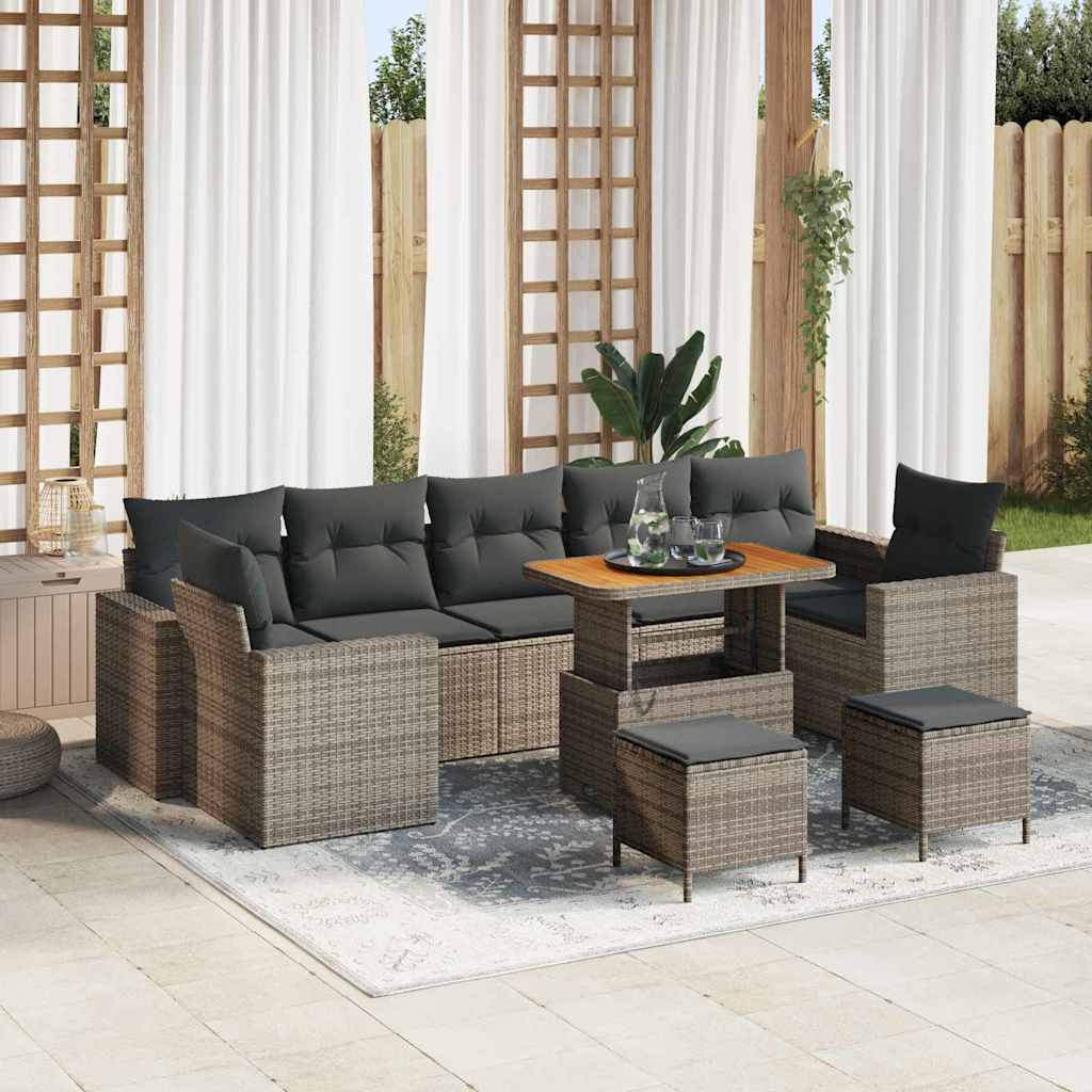 Tuinbankenset 10 pcs Grijs poly rattan is nu te koop bij PeponiXL, paradijselijk wonen!