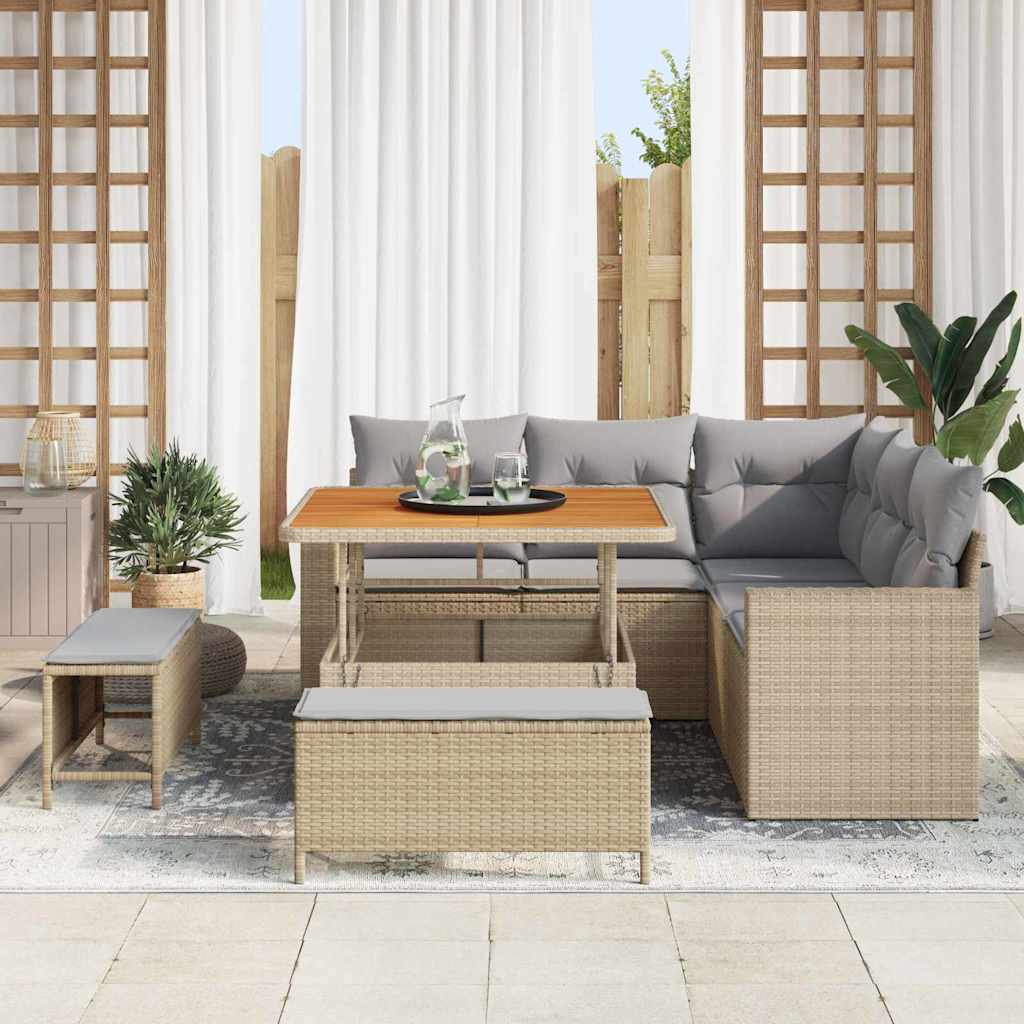 Tuinbankenset 8 pcs Beige poly rattan is nu te koop bij PeponiXL, paradijselijk wonen!